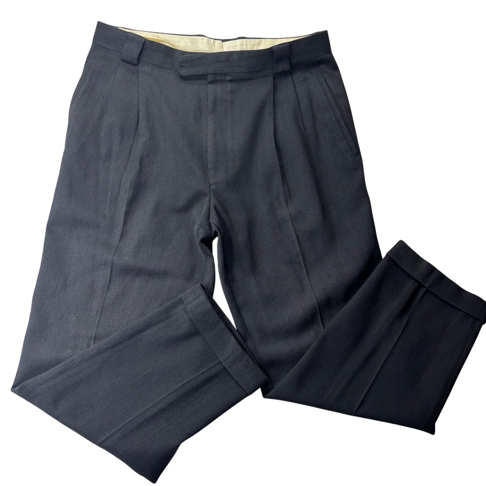 Aramis Dress Pants Harry Rosen Mens 36 Charcoal Grey Wool Pleated Cuffed Italy